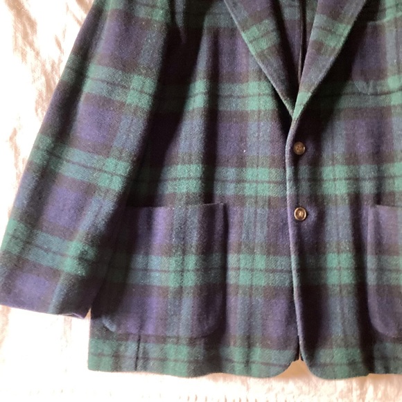 The Gap men glen plaid green navy black wool jacket - Picture 2 of 11